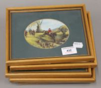 B FIRBANK, four Hunting Scenes, oils, framed and glazed. 22 x 17 cm overall.