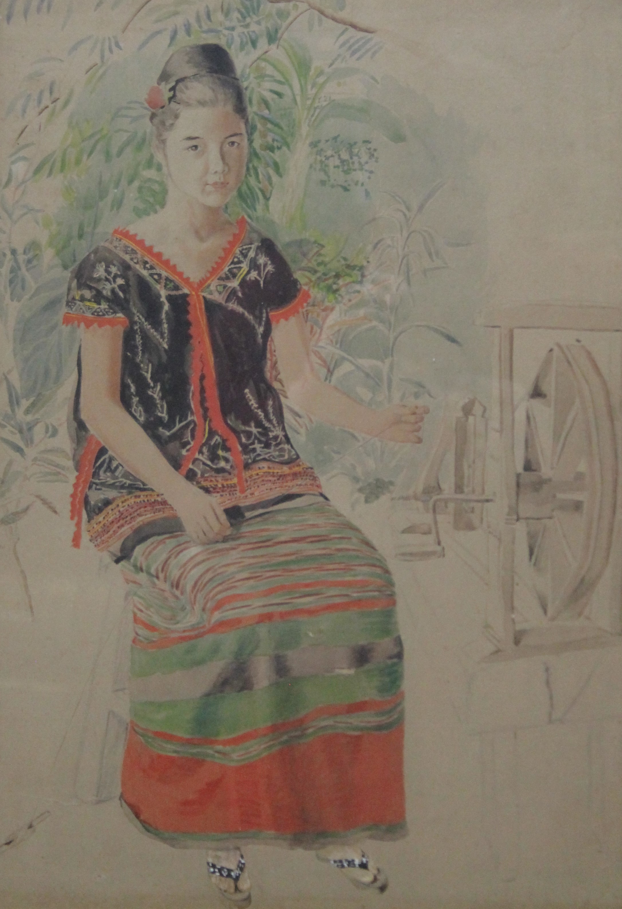 LANCELOT DOVER-WILSON, Portrait of a Burmese Girl, watercolour, inscribed label to reverse,