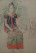 LANCELOT DOVER-WILSON, Portrait of a Burmese Girl, watercolour, inscribed label to reverse,