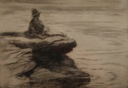 EILEEN ALISON SOPER (1905-1990), Child on a Rocky Outcrop, etching, signed in pencil,