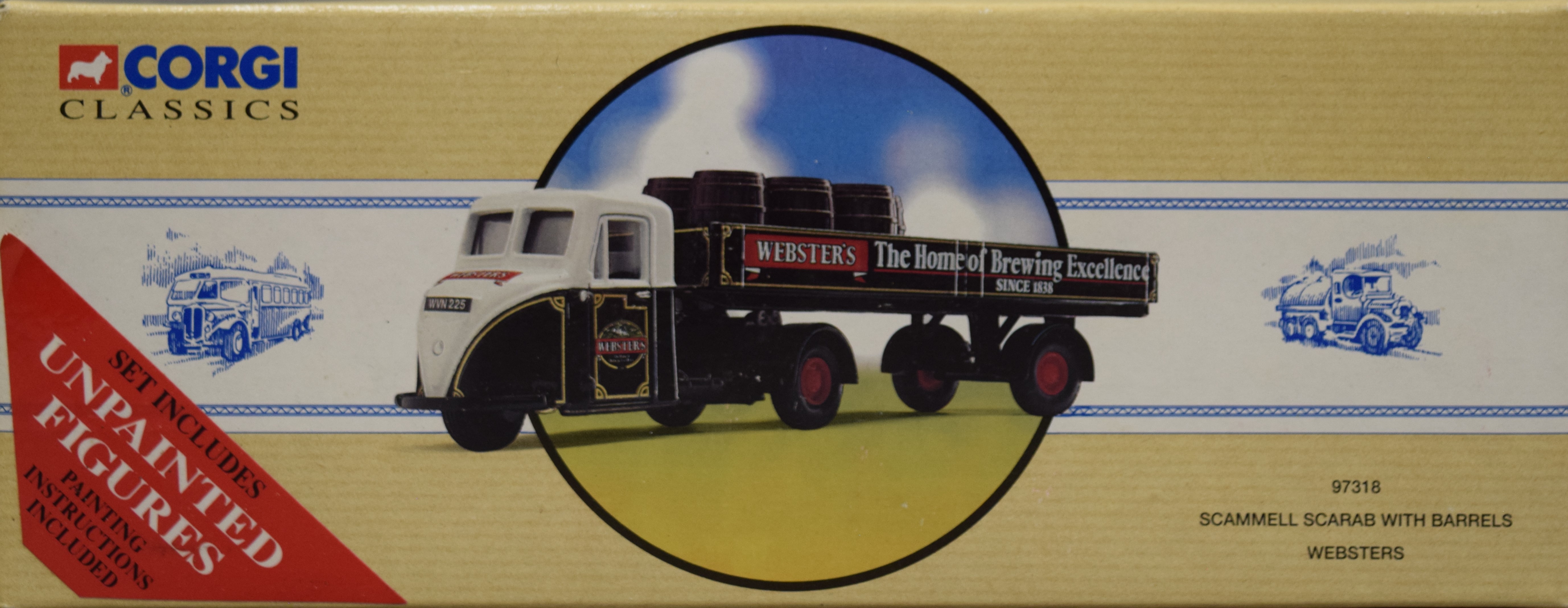A Corgi Classics Scammel Scarab three-wheeler cab and trailer badges Webster's brewery. - Image 5 of 5