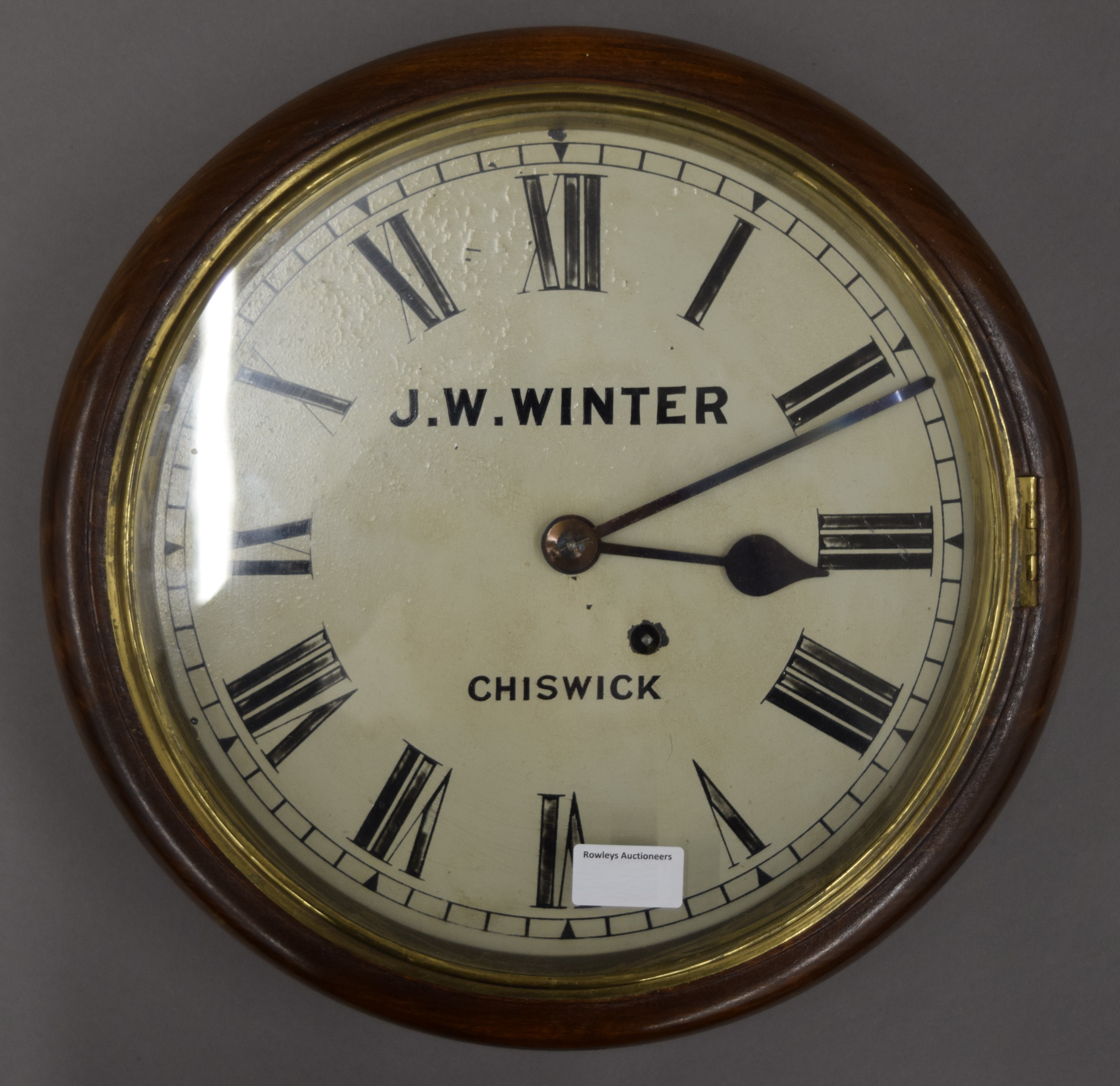 A dial clock, the face inscribed J W Winter, Chiswick. 37 cm diameter. - Image 2 of 4