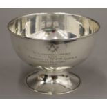 A silver pedestal bowl with Masonic inscription. 9.5 troy ounces.