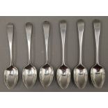 Six Old English Pattern teaspoons by London maker Stephen Adams (1792). 83.6 grammes.