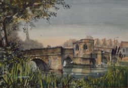 DAVID HYDE, St Ives Bridge, watercolour, signed and dated '82, framed and glazed. 45.5 x 31.5 cm.