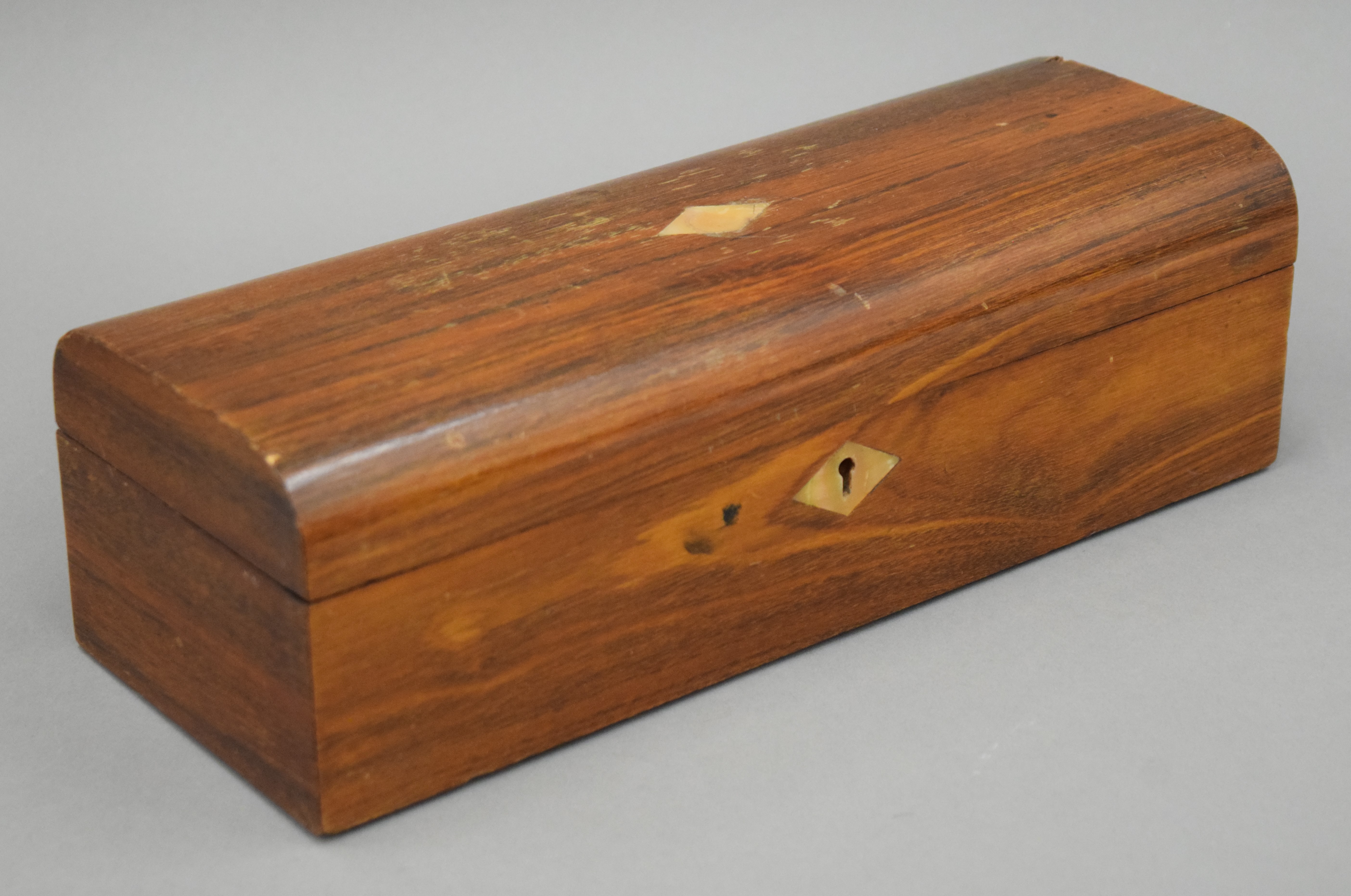 A Victorian walnut glove box. 29 cm long. - Image 3 of 4