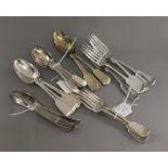 A quantity of plated cutlery.