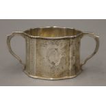 A Victorian silver oval two handled sugar bowl, maker's mark of RTB, London 1868. 14 cm wide. 4.