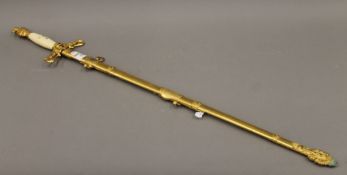 An early 20th century ivory handled Masonic sword. 90 cm long.