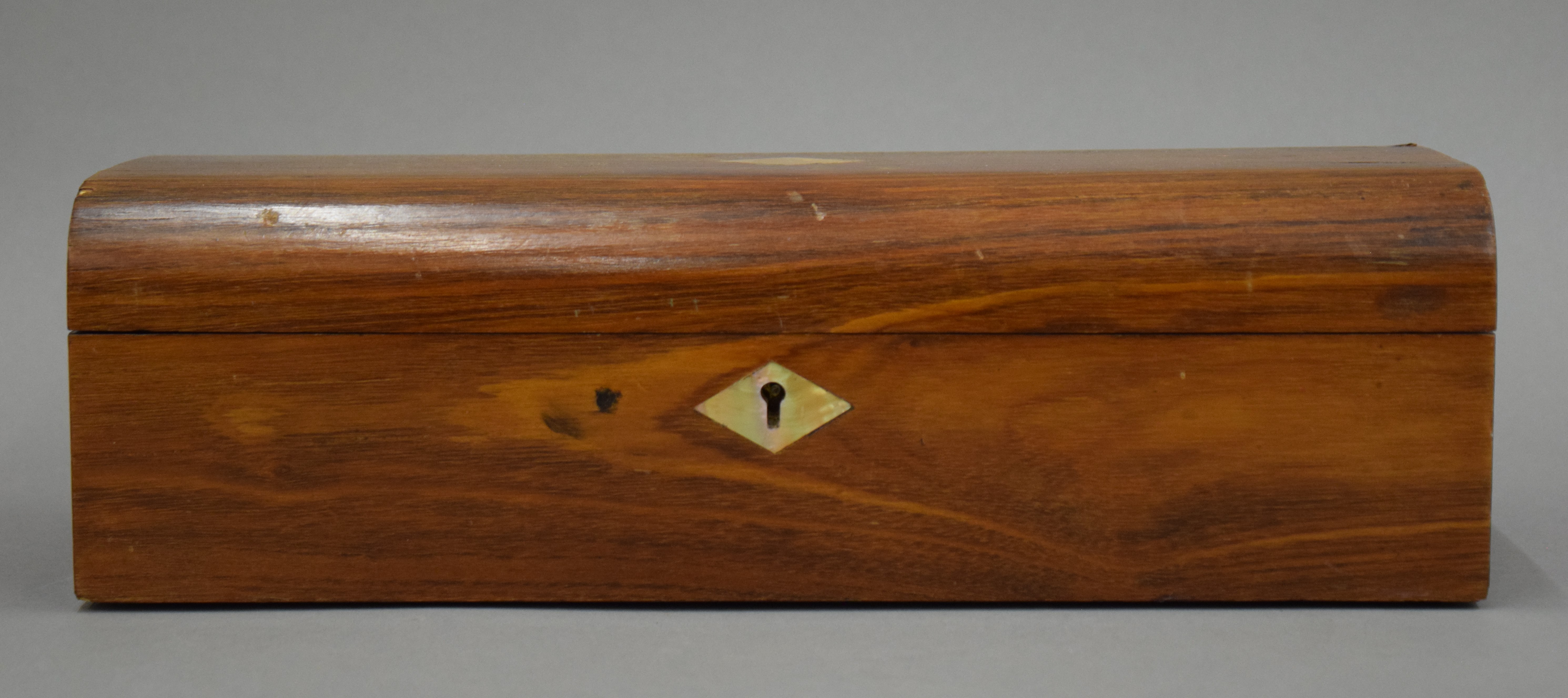 A Victorian walnut glove box. 29 cm long. - Image 2 of 4