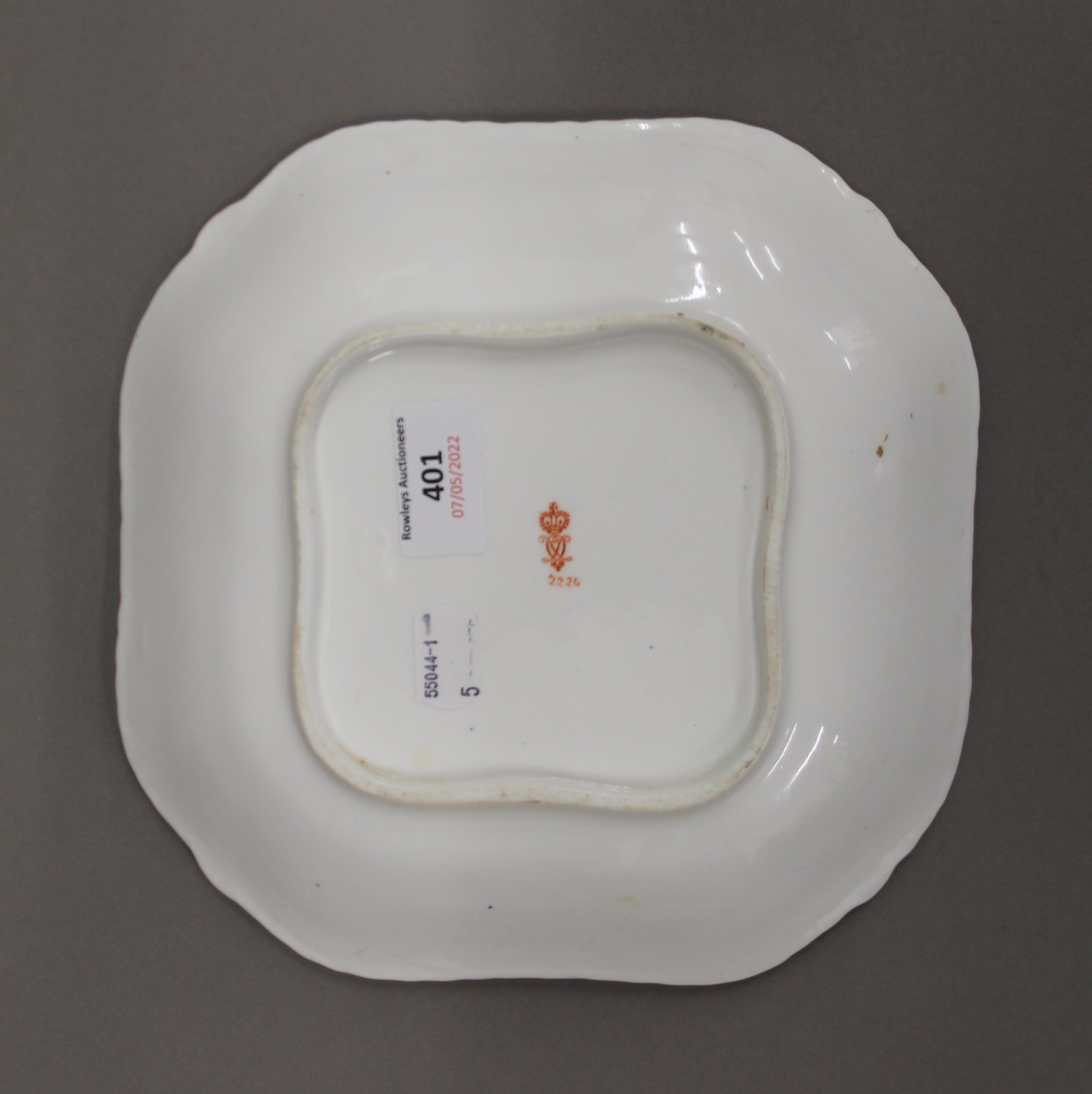 A pair of Crown Derby porcelain dishes. 22.5 cm wide. - Image 3 of 4
