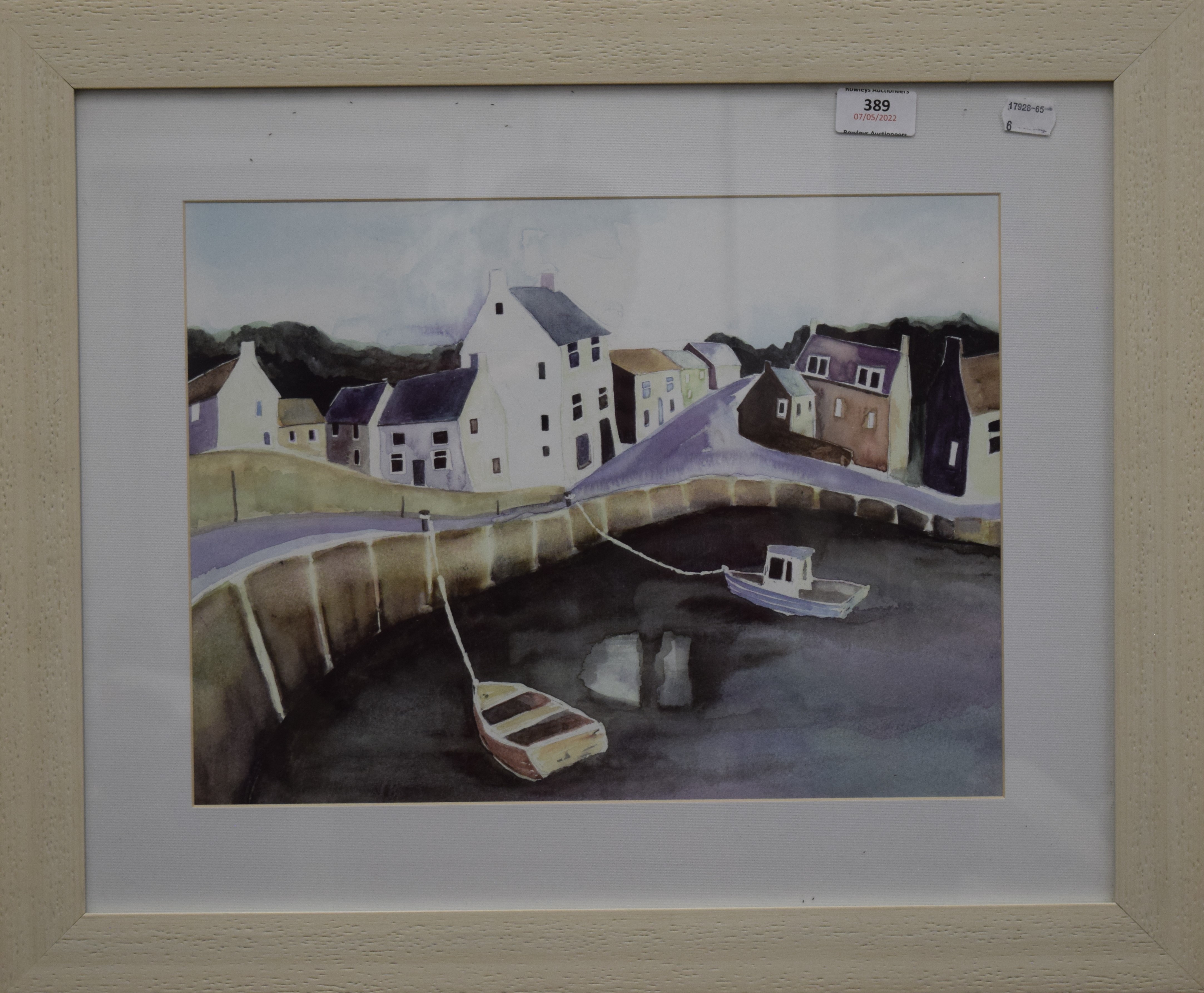 Harbour Scene, print, framed and glazed. 39 x 29 cm. - Bild 2 aus 2