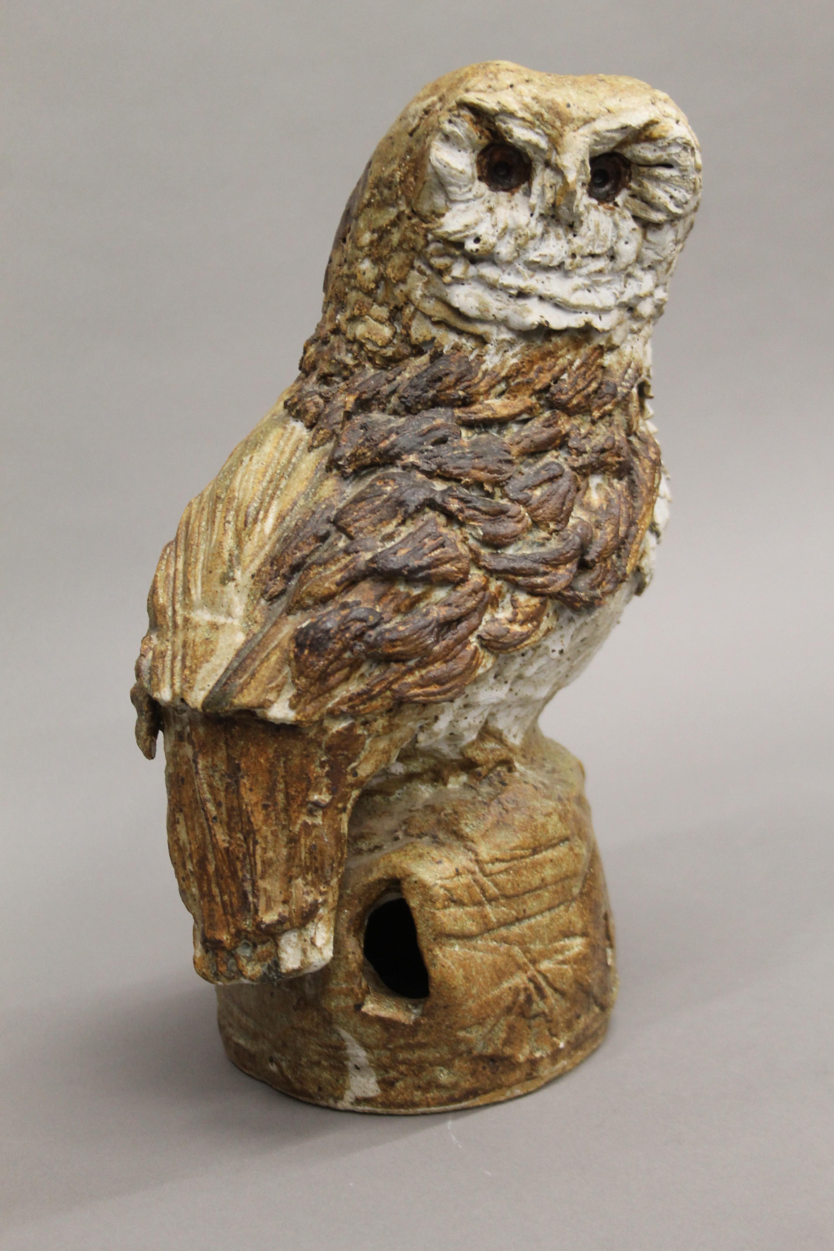 A Studio Pottery model of an owl. 29 cm high. - Image 2 of 3