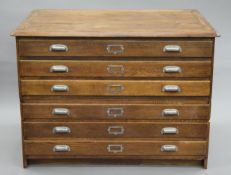 An early 20th century oak plan chest. 120 cm wide, 84 cm deep.