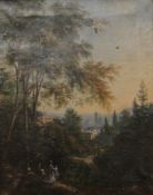 19TH CENTURY SCHOOL, Landscape with Town Beyond, oil on canvas, framed. 49 x 61 cm.