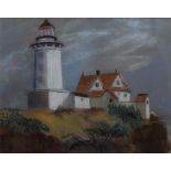 A pastel of a lighthouse, framed and glazed. 25 x 20 cm.