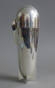 A silver plated Zeppelin form cocktail shaker. 23 cm high.