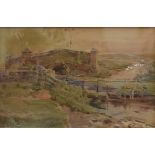 CLAUDE HAYES (1852-1922), 'Old Hunstanton Bridge', watercolour, framed and glazed. 22 x 14 cm.