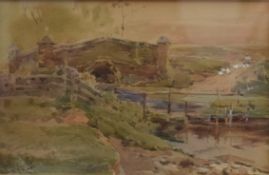 CLAUDE HAYES (1852-1922), 'Old Hunstanton Bridge', watercolour, framed and glazed. 22 x 14 cm.