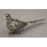 A Continental silver model of a pheasant, with detachable head and hinged wings,