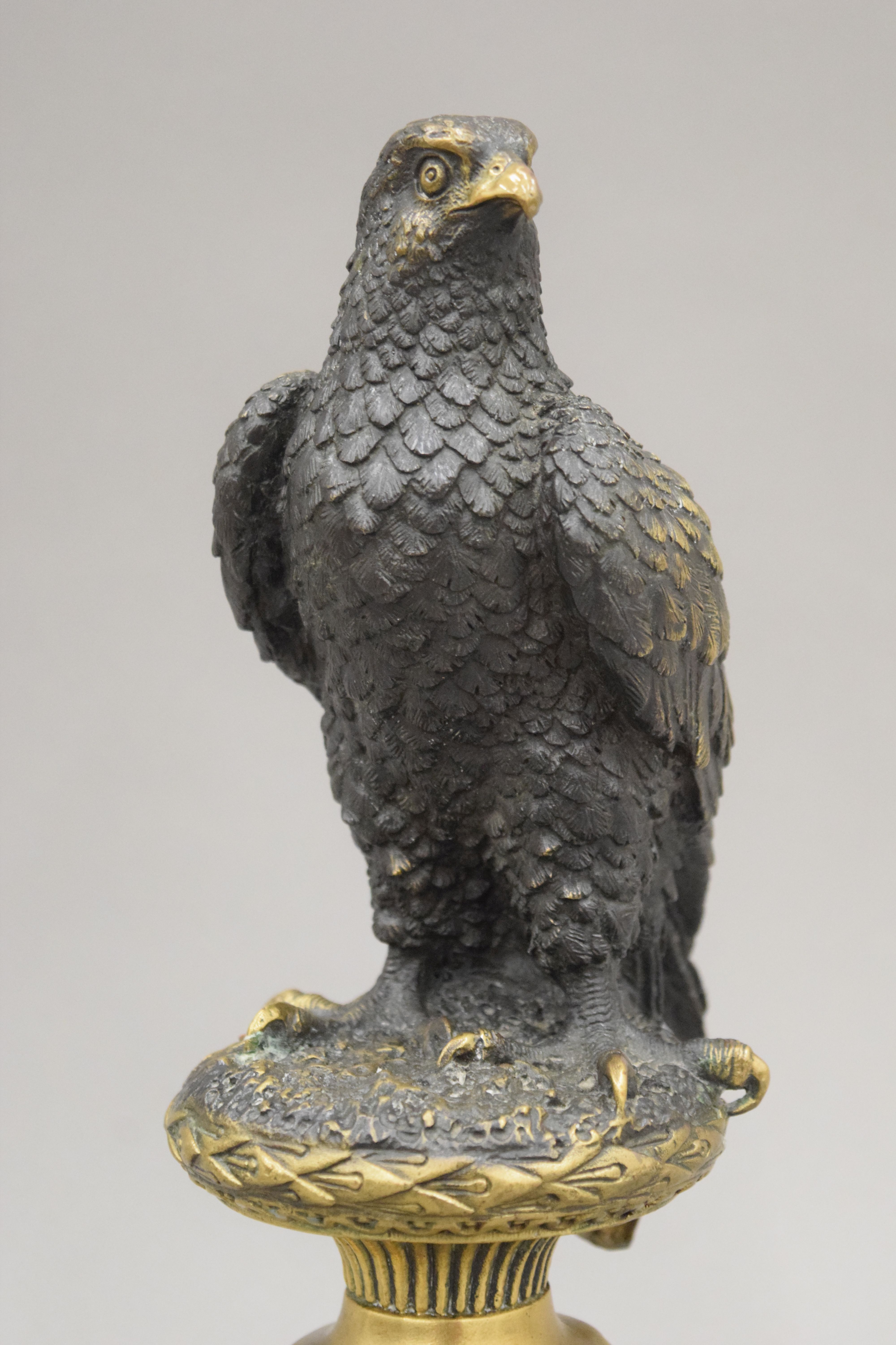 After ARCHIBALD THORBURN (1860-1935), a bronze model of an eagle, set on a marble base, - Image 2 of 7