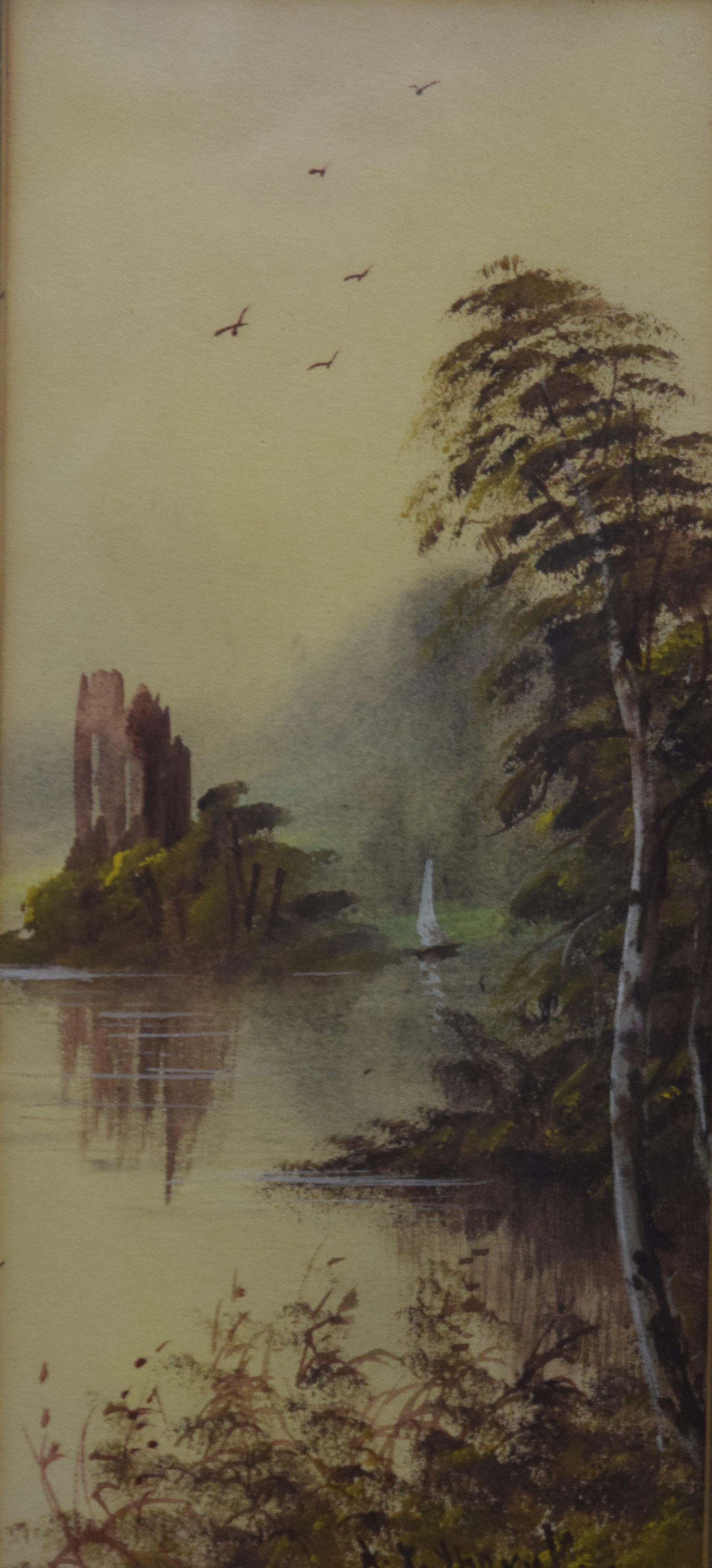 19TH CENTURY SCHOOL, Lake Views, a pair of watercolours, each indistinctly signed, - Image 3 of 5