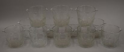 A set of twelve 19th century cut glass double lipped rinsers.