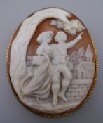 A 9 ct gold cameo brooch. 5.5 cm high.