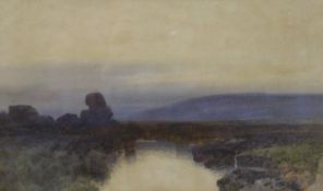 F J WIDGERY, Dartmoor, watercolour, framed and glazed. 40.5 x 24 cm.