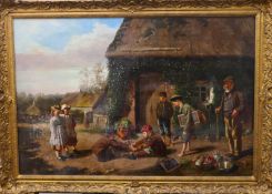 WILLIAM GEDDES (1840-1884), Children at Play, oil on canvas, signed and dated 1875, framed. 95 x 63.