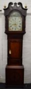 A 19th century oak and mahogany eight-day longcase clock, the painted inscribed Joseph Scott Leeds.