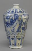 A Chinese blue and white pottery vase. 31 cm high.