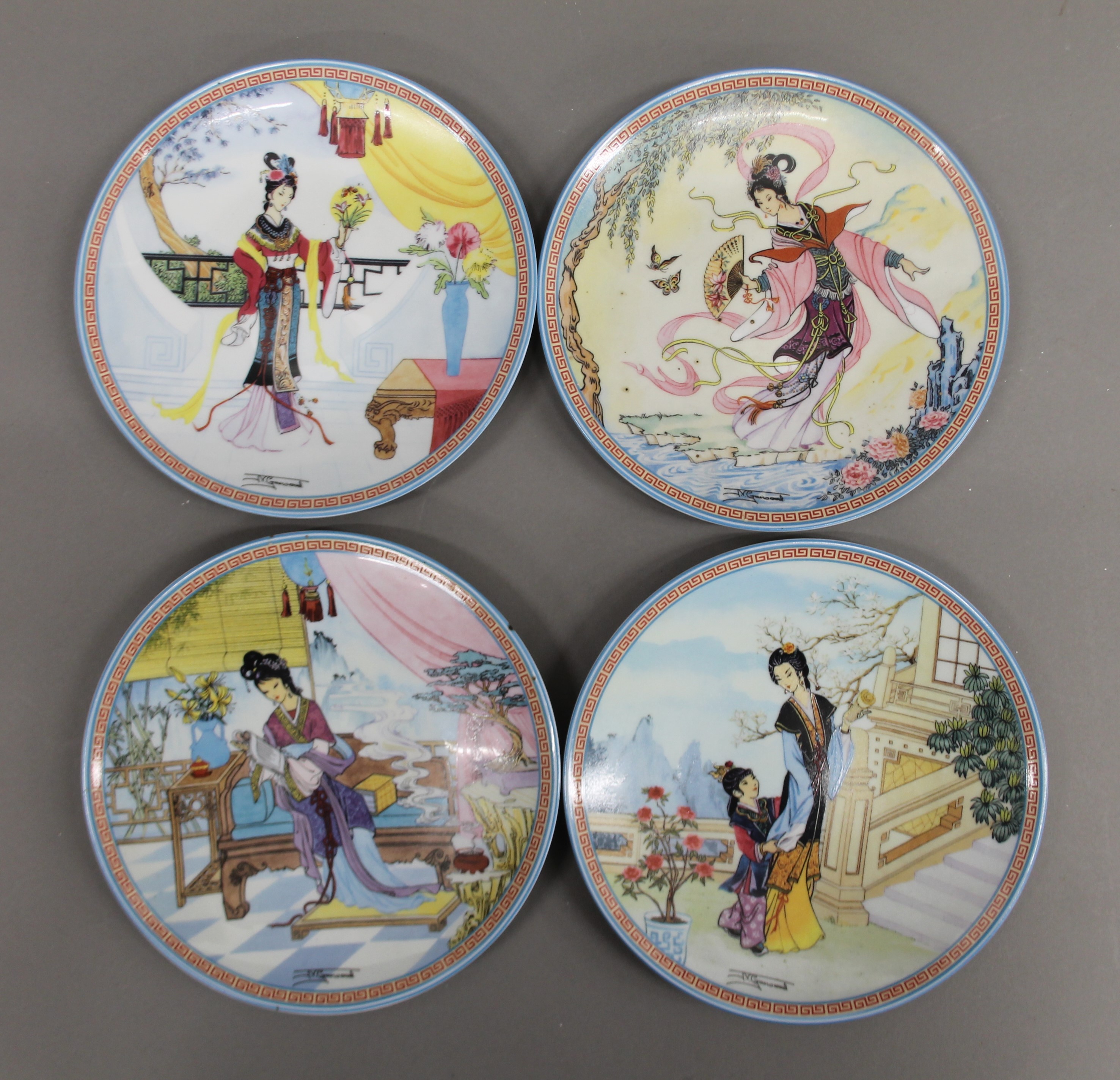 A set of four limited edition Chinese plates, an early 19th century framed Religious print, - Bild 3 aus 11