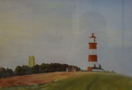 Norfolk Lighthouse, oil on board, framed and glazed. 39.5 x 27 cm.