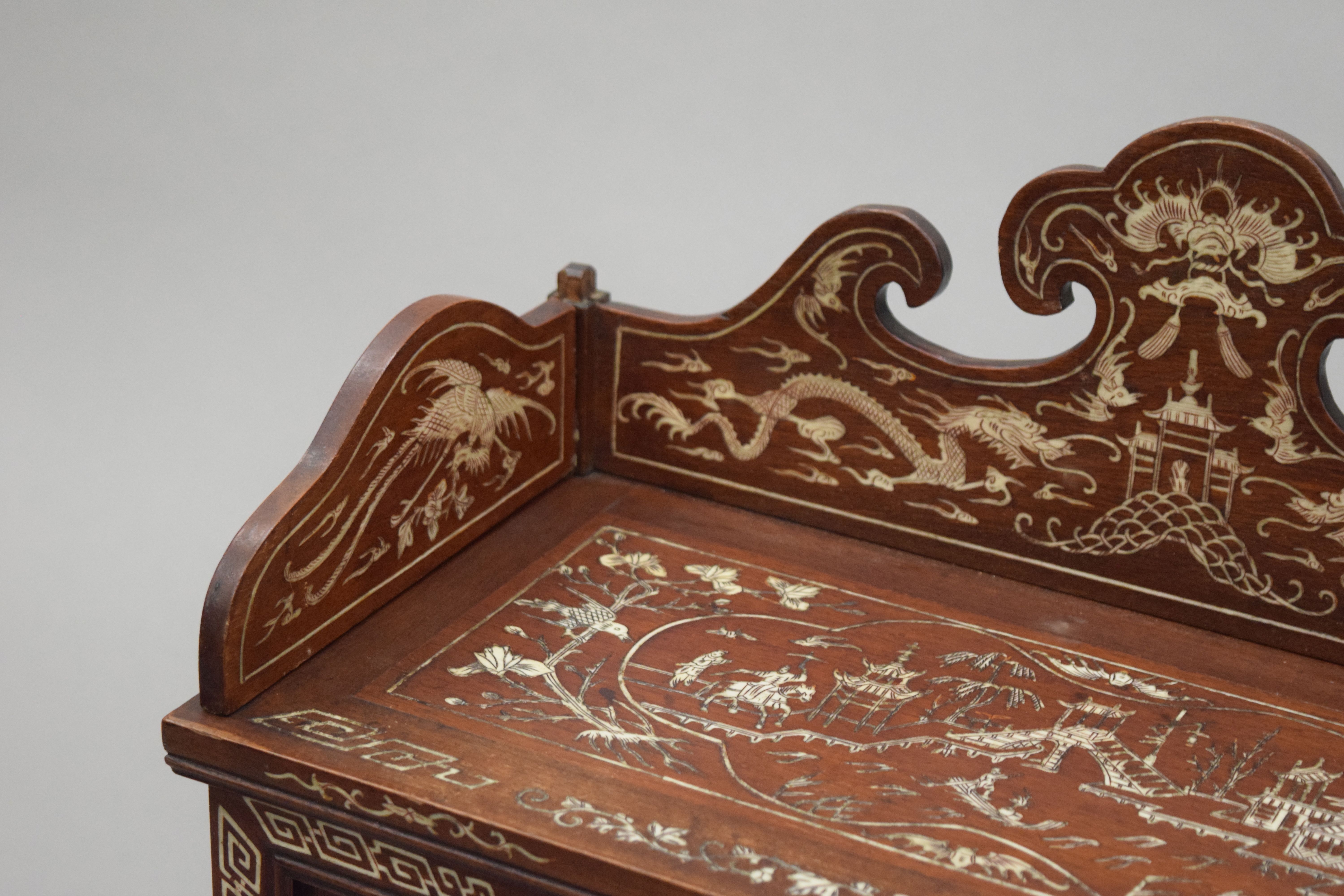 An early 20th century Chinese ivory and wooden inlaid table cabinet. 40.5 cm wide. - Image 15 of 16