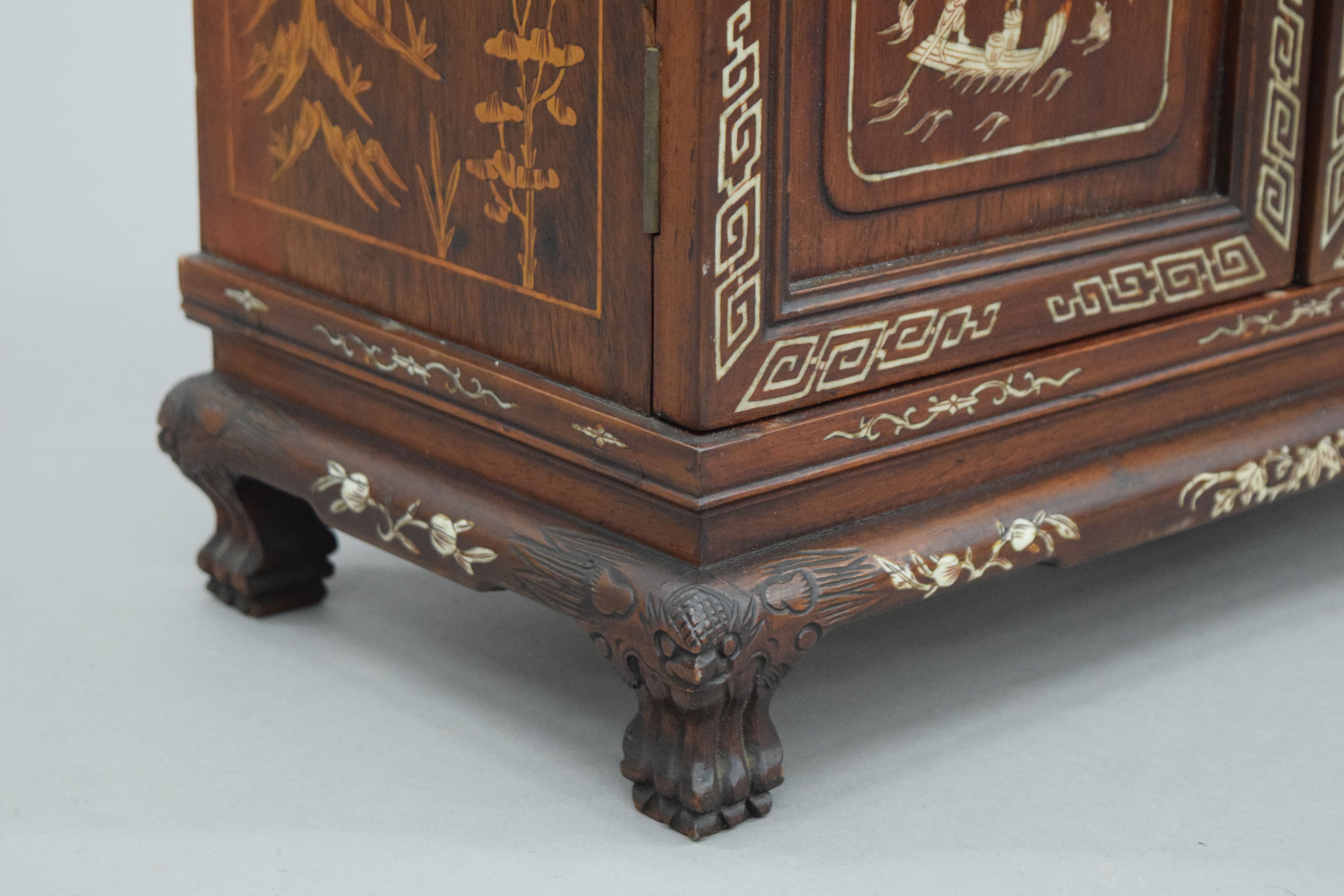 An early 20th century Chinese ivory and wooden inlaid table cabinet. 40.5 cm wide. - Image 12 of 16