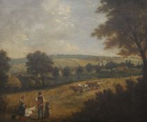 Family Harvesting, oil on canvas, framed. 75 x 62.5 cm.