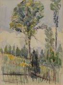 ELIZABETH LAMORNA KERR (1904-1990), Woodland Scene, watercolour and ink, framed and glazed. 22.