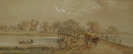 Old Shoreham Bridge, watercolour, signed H EARPSEN, framed and glazed. 45 x 18 cm.