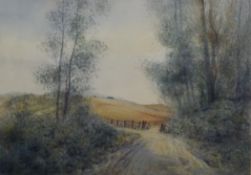 EDWARD EMERSON, Hertfordshire Landscape, watercolour, framed and glazed. 52.5 x 37 cm.