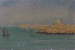 Venetian Scene, oil on canvas, unframed. 45.5 x 30 cm.