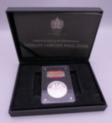 A Commemorative Waterloo Campaign medal in silver with certificate of authenticity, boxed. Medal 3.