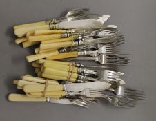 A quantity of plated cutlery.