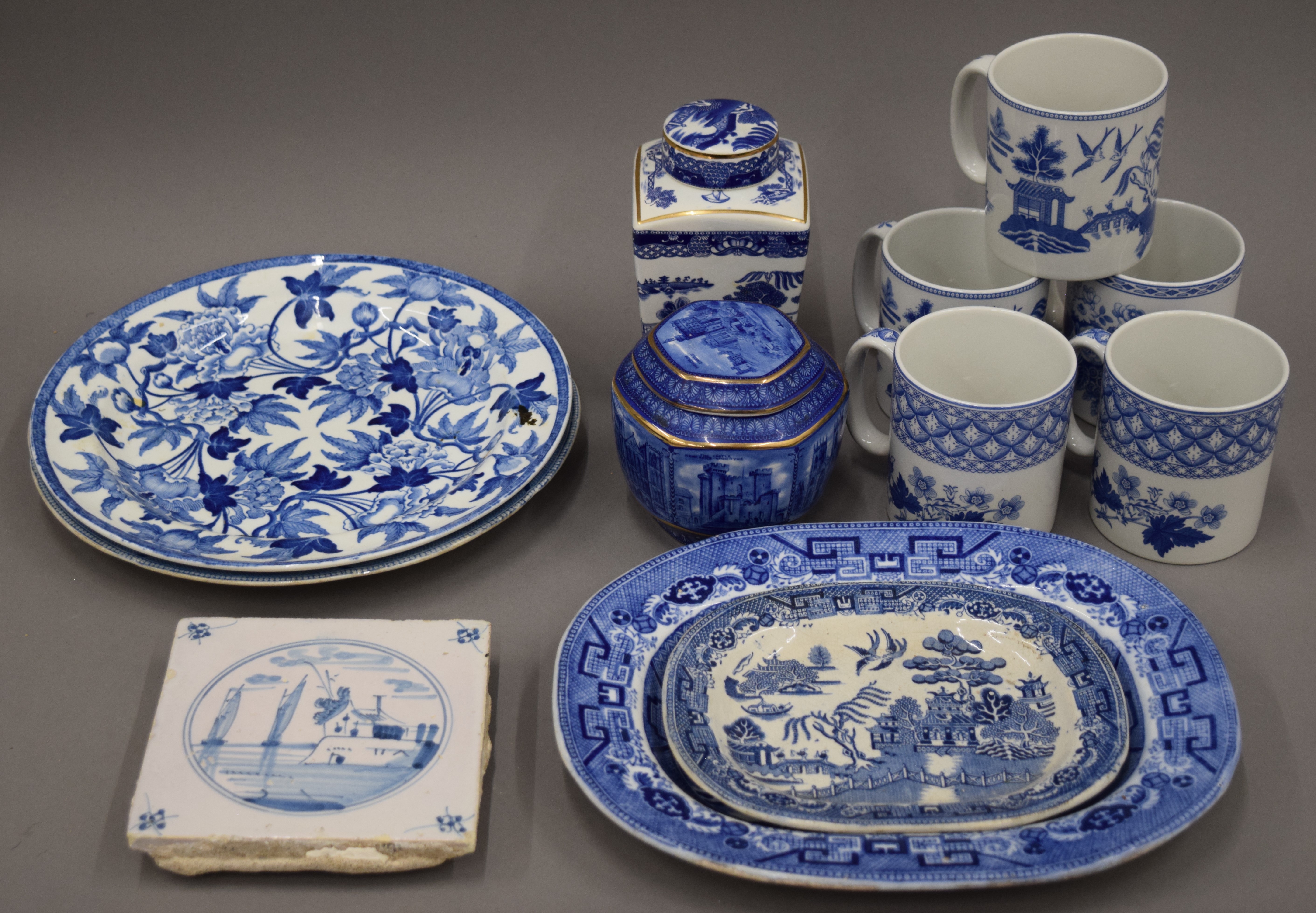 A small quantity of blue and white porcelain.