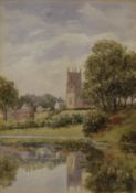 WARD HEYS (19th century) British, Church in a Country Landscape, watercolour, signed and dated '81,