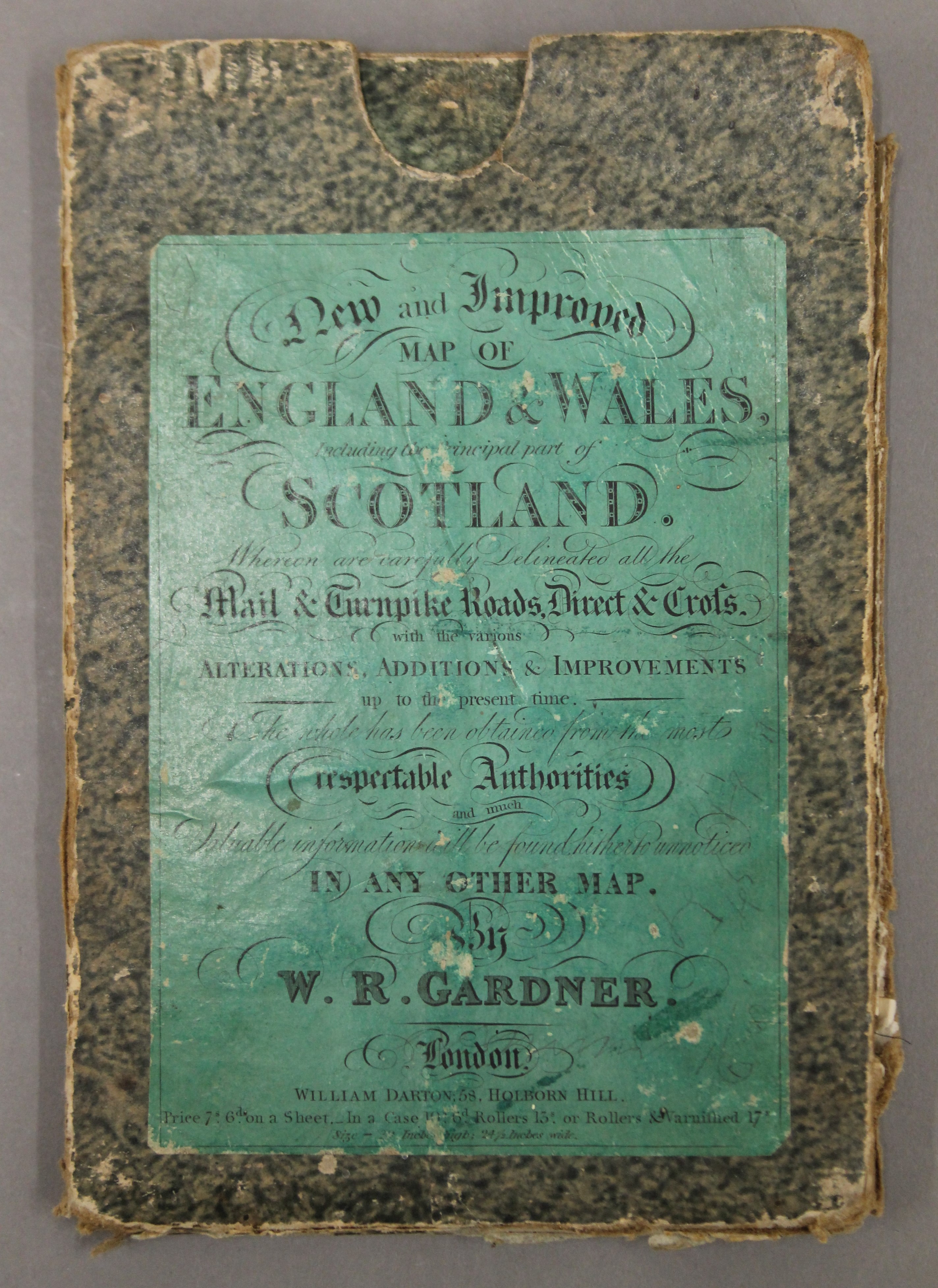 A folding coloured map of England and Wales including part of Scotland by W R Gardner, - Image 2 of 4