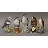Five Beswick Beneagels porcelain whiskey decanters.