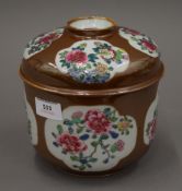 A large Chinese porcelain cafe au lait bowl and cover. 17.5 cm high.