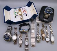 A quantity of wristwatches including Pulsar and Seiko.