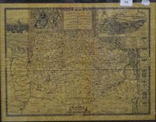 A map of Norfolk, framed and glazed. 49 x 37 cm.